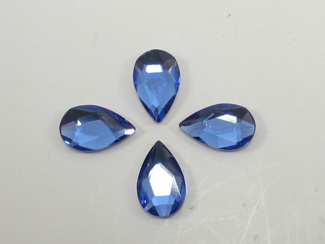 6pcs. PEAR 14x9mm SAPPHIRE FLATBACK European Rhinestones